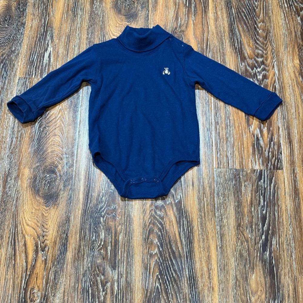 Carters 24M Navy Blue Turtleneck Bodysuit Long Sleeve Shirt Bear 24M Boy Girl